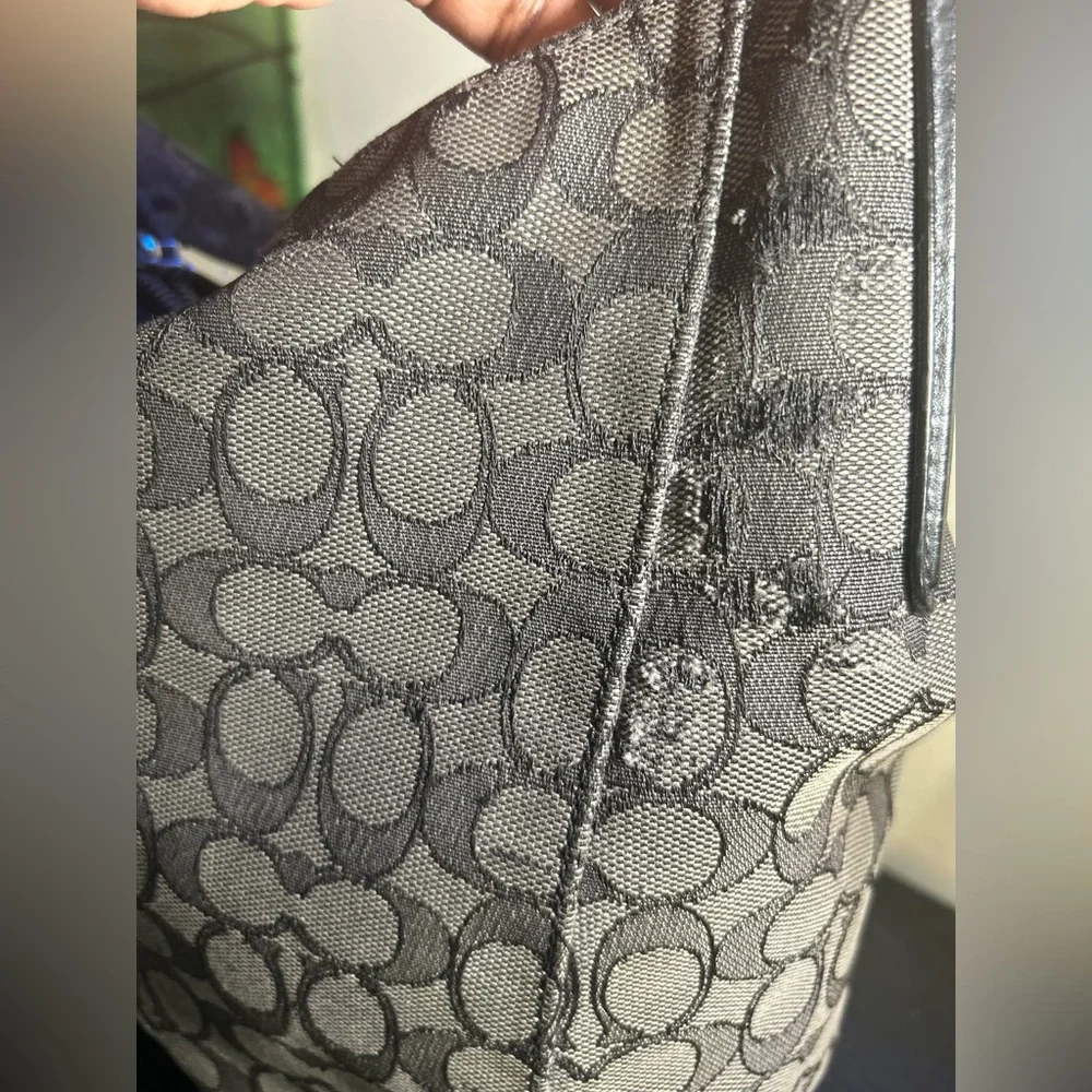 Coach Signature Monogram Large Saffiano Hobo Shoulder Used Bag